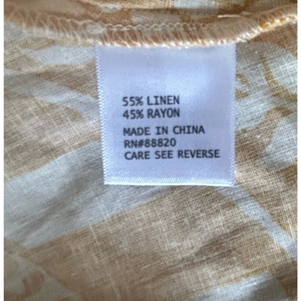 C&C California Linen Cropped Tie Front Blouse Womens Large Yellow Boho Summer - Picture 12 of 13